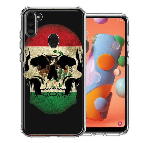 MUNDAZE For Samsung A11 Mexico Flag Skull Design Double Layer Phone Case Cover