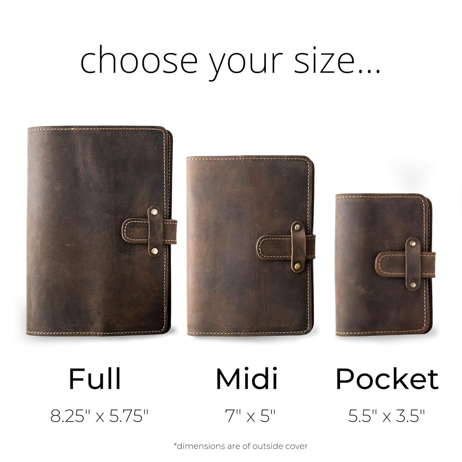PEGAI Leather Journal Notebook Cover - Refillable Travel Notebook | Leather Bound Notebook Journal for Writing | DuPage Chestnut, Pocket | Lined