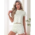 thumbnail image 2 of DARING DIVA Women's Ribbed Knit Pajamas Soft Stretchy O-Neck Short Sleeve Tops M Beige, 2 of 8