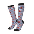 thumbnail image 2 of Daiia Sports Socks Starfish Navy Blue Stripe Printed Novelty Crew Socks for Men Women Knee High Socks Cotton Socks Soft & Breathable Support Unisex Socks, 2 of 9