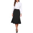 thumbnail image 2 of INSPIRE CHIC Fishtail Skirt for Women Panel High Waist Side Pockets Work Office Midi Skirts XS Black, 2 of 6