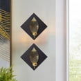 thumbnail image 1 of Black Gold Tea Light Wood Metal Candle Holder Wall Scones Art Decorations Home Living Room Dining Room Office Entryway Wedding Set of 2, 1 of 8