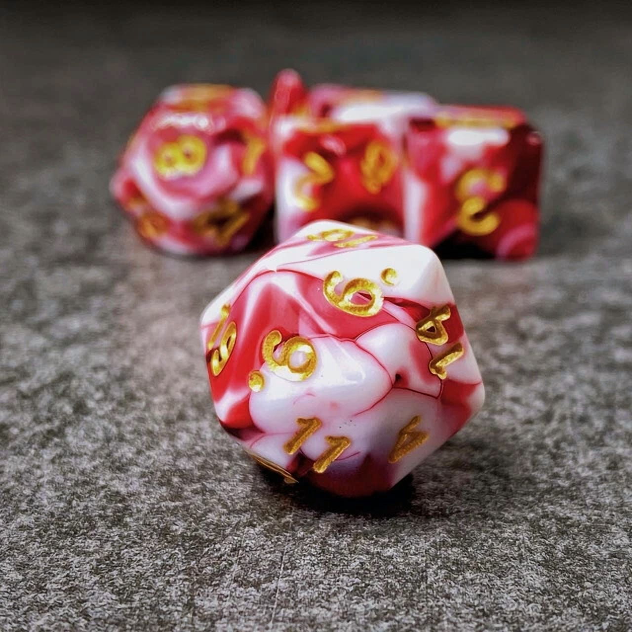 Sage'S Stones - Red/Wht Acrylic Polyhedral Dice Set Games Dnd Dungeons Dragons