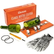 Glass Cutter Bundle - DIY Machine for Cutting Wine, Beer, Liquor, Whiskey, Alcohol, Champagne, Water or Soda Round Bottles & Mason Jars to Craft Glasses - Accessories Tool Kit, Gloves