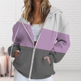 thumbnail image 2 of BODOAO Women's Full Zip Up Hoodie Fall Jacket Oversized Sweatshirt Zipper Long Sleeve Tops Color Block Long Sleeve Hooded Sweatshirts with Pockets Jacket Coat for Women Purple 2XL, 2 of 5