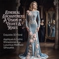 thumbnail image 4 of Zydvens Women Gothic Skeleton Maxi Dress Costume - Vintage Bone Floral Print Long Sleeve Evening Gown Elegant Halloween Costume Party Floor Length Ball Dress for Halloween Party, 4 of 6