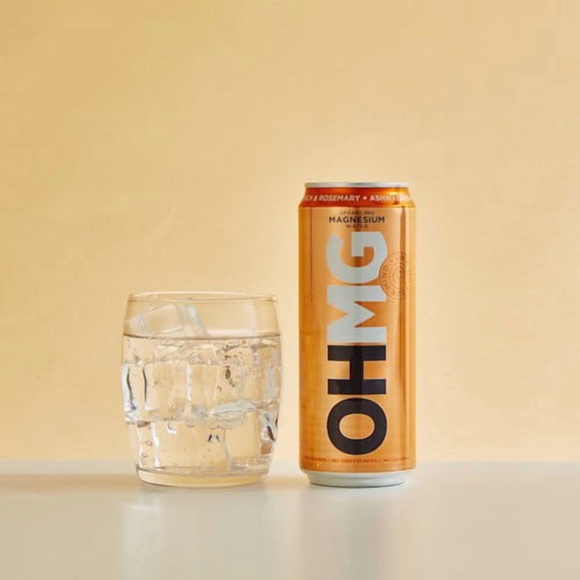 OHMG Peach sparkling magnesium water 4 x 330ml, British Import (Pack of 2)