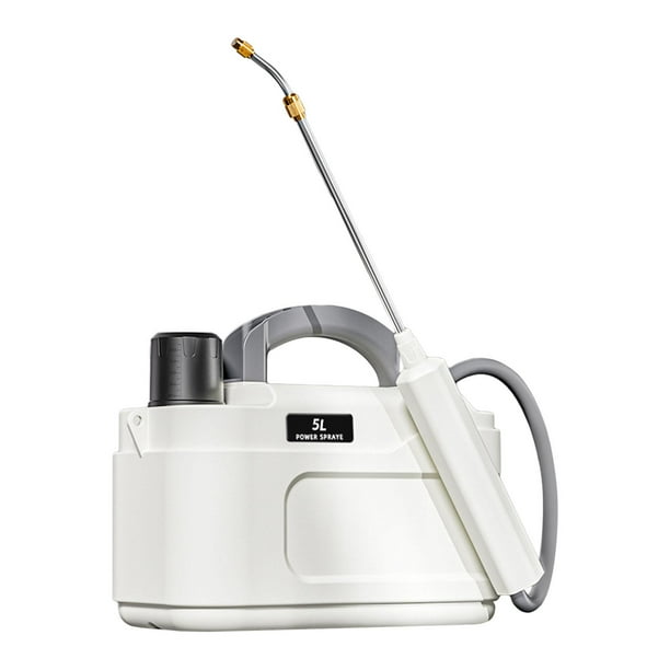 PULVERIZADOR eléctrico portátil, mango de carga USB con correa para el hombro, varita telescópica multiusos para rociar plantas Blanco 5L