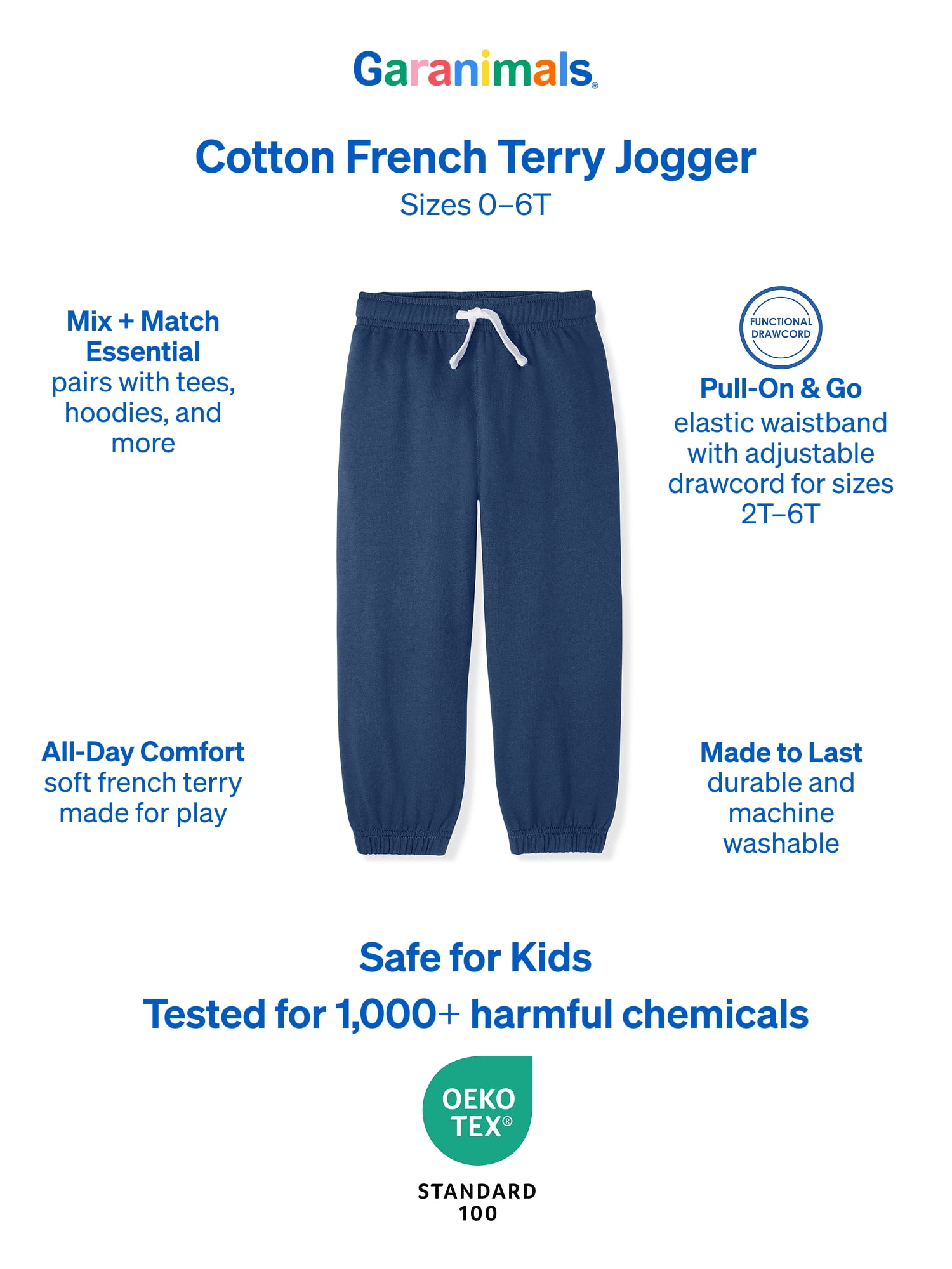 Garanimals Baby & Toddler Boys French Terry Pull-On Joggers, Single & 3-Pack, Sizes 0-6T