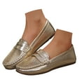 thumbnail image 4 of Xiaoxatg Comfortable Women's Casual Shoes for Everyday Wear Versatile Flat Toe Design Durable Leather Upper for Various Outfits Ideal for All Seasons 7.5 Gold, 4 of 9