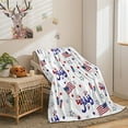 thumbnail image 4 of Throw Blankets, 4th of July Throws, American Stars on Red White Luxury Ultra Soft Flannel Bed Blanket Color Block USA Flag Cozy Warm Fleece Cover for Sofa Couch Chair, 4 of 6