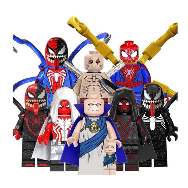 Set de 8 Figuras de Acción de Héroes Animados – Pack de Mini Superhéroes con Accesorios, Juguete de Bloques de Construcción DIY para Niños y Coleccionistas