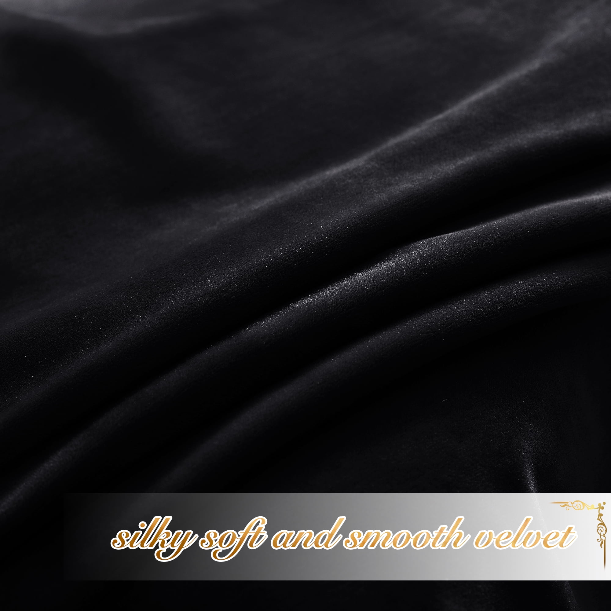NICETOWN Black Velvet Curtains for Living Room, Velvet Blackout Curtains Thermal Insulated Privacy Grommet Window Treatments for Bedroom, 52"x84", 2 Panels