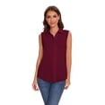 thumbnail image 2 of SPRING SEAON Women’s Sleeveless Blouse V Neck Button Down Chiffon Shirt for Women Casual Loose Fit Work Tops with Collar for Office or Daily Wear, 2 of 11