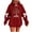 Red, variant on Makaor Womens Zip Hoodie Christmas Plus Size Tunic Sweatshirt Long Sleeve Pullover Graphic with Bow Oversized Tops