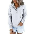 thumbnail image 1 of WZXFASHION Chandail à Manches Longues pour Femmes, Couleur Unie, Mode Décontractée, avec Boutons et Poche, Rabais de 50 %, Liquidation, Léger, Chandail à Capuchon à Fermeture Éclair, 1 of 6