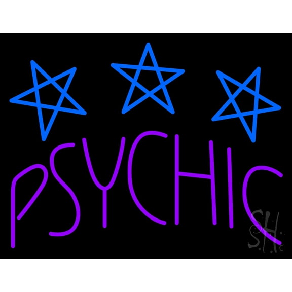 Star Psychic LED Neon Sign 15" Tall x 19" Wide - inches Black Square Cut Acrylic Backing, with Dimmer - Bright and Premium built indoor LED Neon Sign for Storefront.