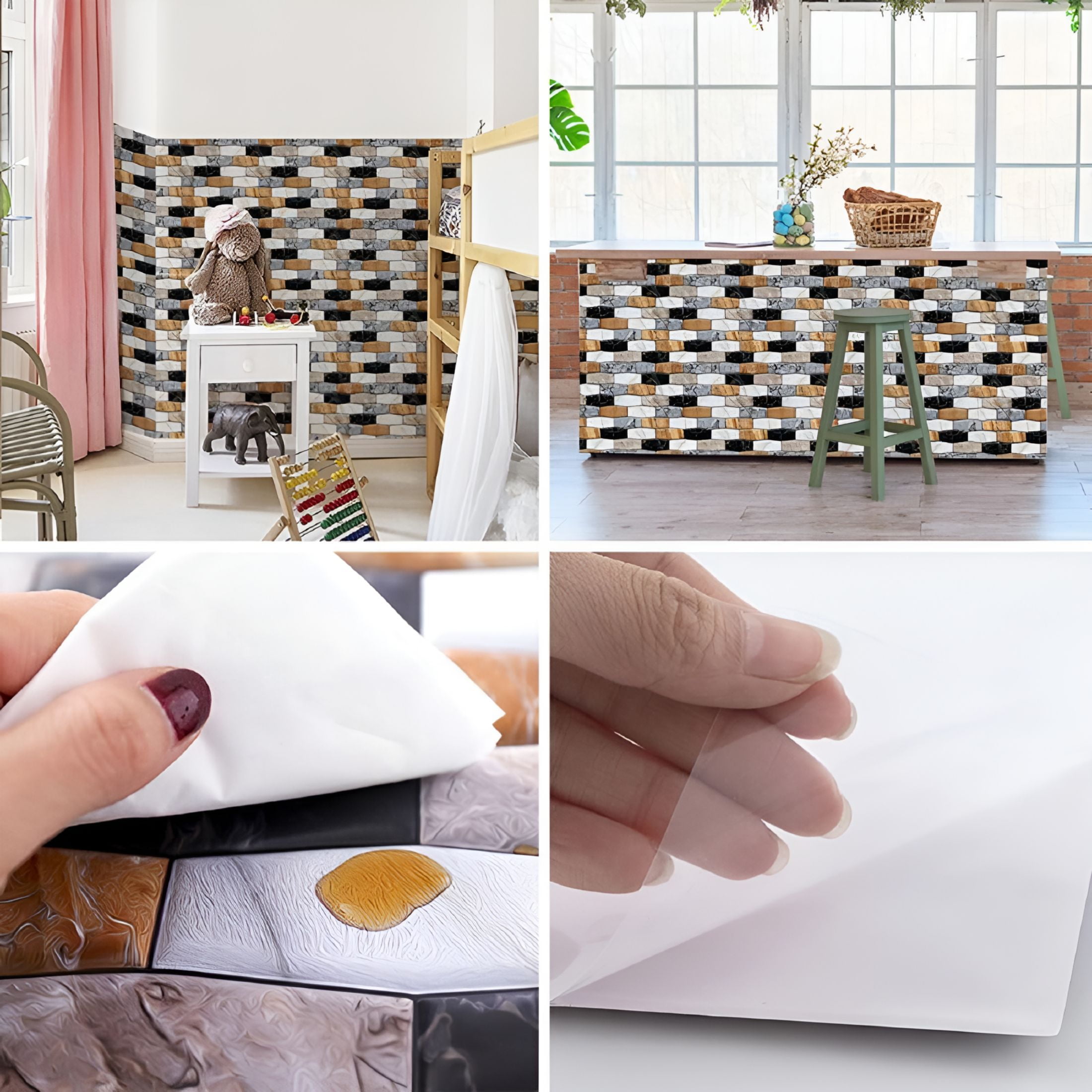 SELIVO 10-Sheet Premium Stick On Kitchen Backsplash Tiles,12"x12" Peel and Stick Self Adhesive Bathroom 3D Wall Tiles,Marble Design
