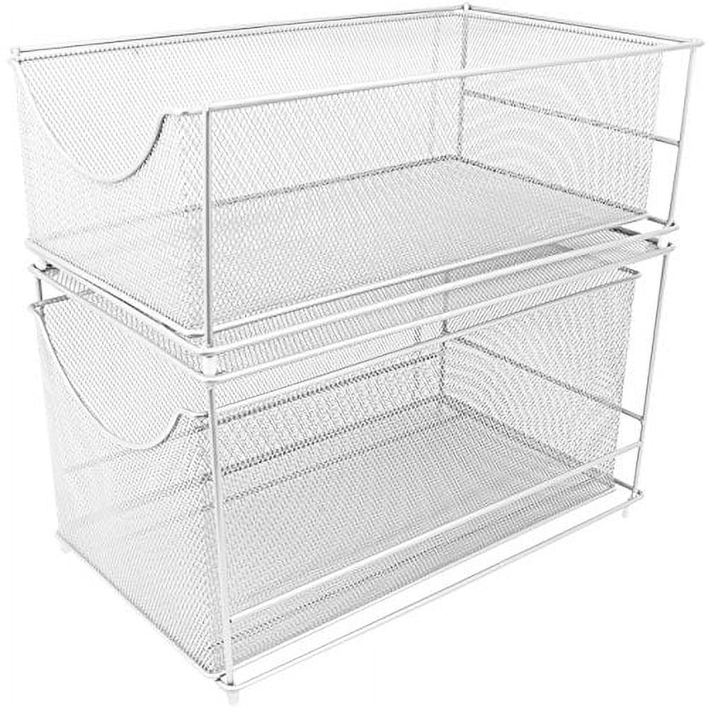 Sorbus 2-Tier Mesh Drawer Organizer with Pull Out Drawers, White