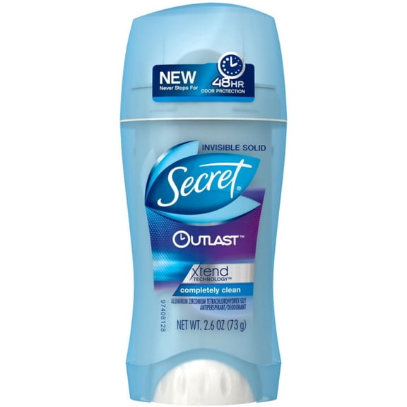 Secret Outlast Xtend Antiperspirant & Deodorant Invisible Solid, Completely Clean 2.6 oz (Pack of 3)