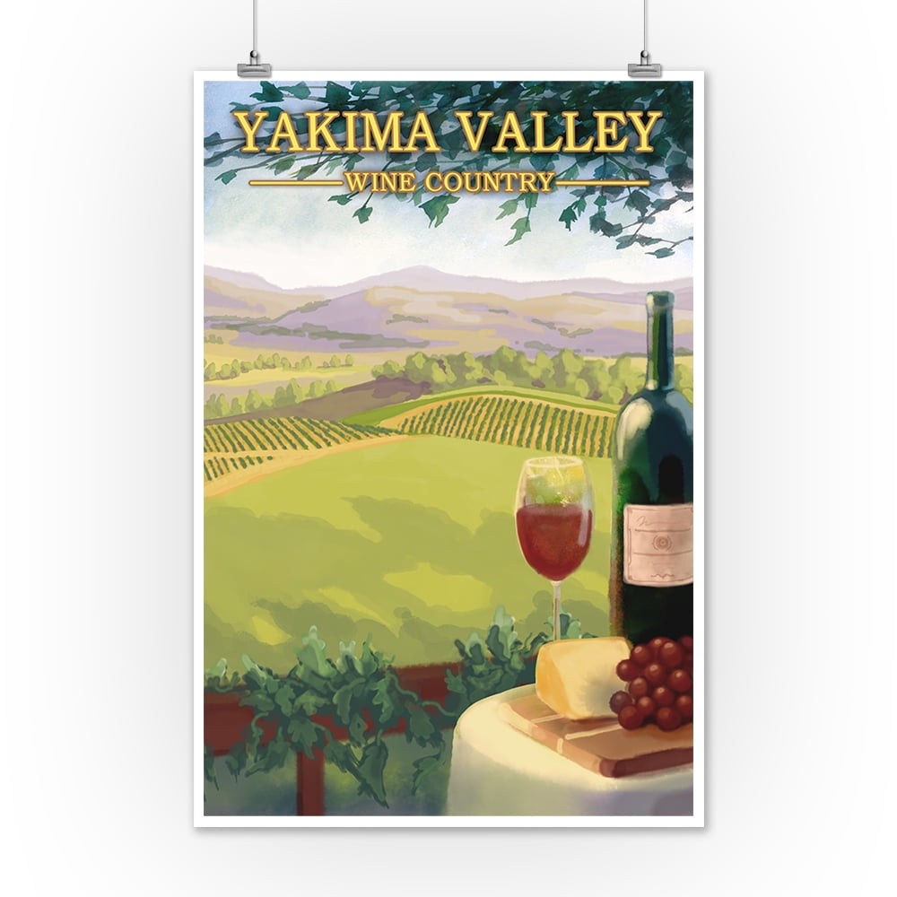 Yakima Valley, Washington Wine Country Lantern Press Artwork (12x18