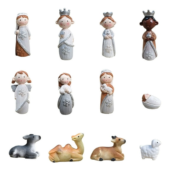 Baby Jesuses Holy Family Statue Miniature Christmas Nativity Scene Sculpture for Xmases Indoor Home Table Holiday Decors