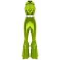 thumbnail image 7 of iiniim Women 70s 80s Disco Dance Metallic Shiny Sleeveless Jumpsuit for Halloween Party Green 3XL, 7 of 7
