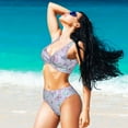 thumbnail image 6 of Kdxio Purple Butterfly Print Women's 2 Piece High Waisted Wrap Spaghetti Strap Summer Swimsuit Bikini Set-Large, 6 of 7