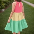 thumbnail image 4 of Flower Girl Dress Sleeveless Color Block Summer Casual Skater Swing A-Line Midi Length Green Dress Size 7-8 Y, 4 of 7