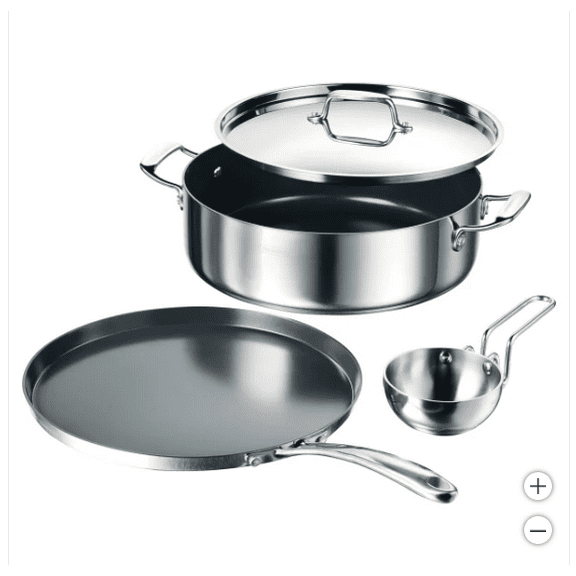 Tramontina 6.5 Qt Covered Casserole, 12-inch Dosa Tawa & Tadka Set