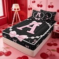 thumbnail image 2 of meiyoeat Bowknot Letter Print A Zipper Twin Comforter Sets with Fitted Sheet and 2 Pillowcases For Girls,Girly Pink Bow Zipper Bedding Set For Kids,Pink Reversible,4 Pieces, 2 of 7