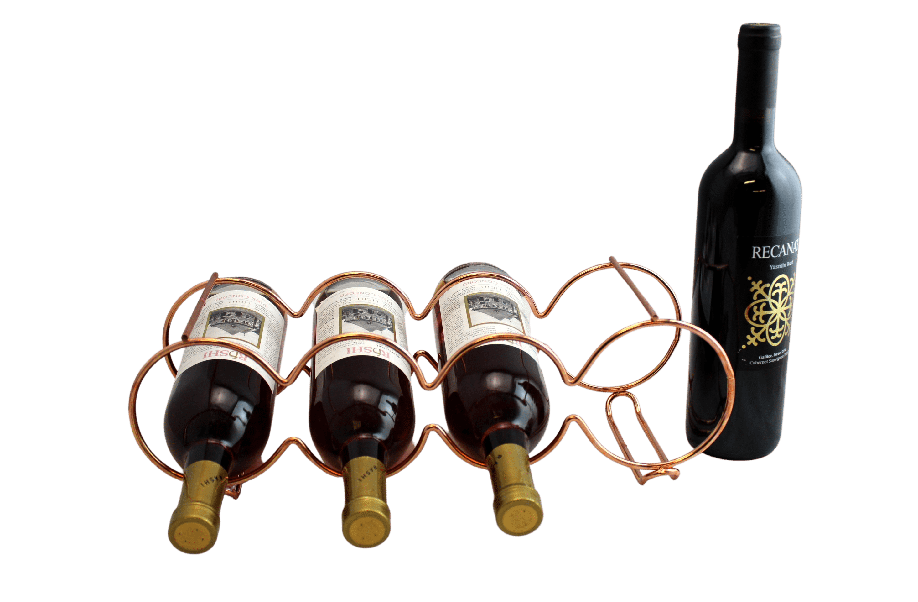 Rose Gold Metal Stackable Table Top 4 Bottle Wine Rack
