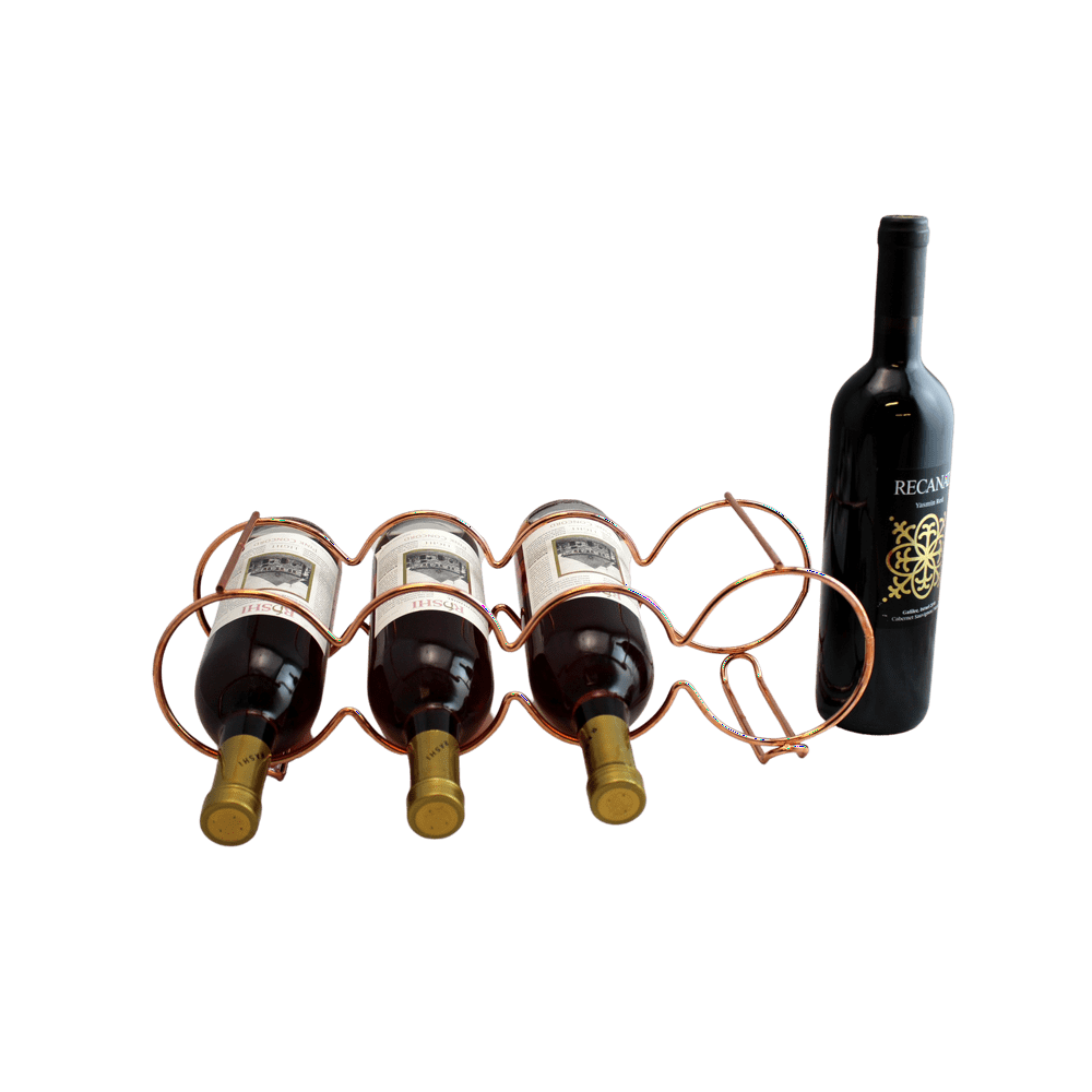 Rose Gold Metal Stackable Table Top 4 Bottle Wine Rack