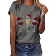 thumbnail image 1 of Gibobby Camiseta Navideña De La mujer Navidad Copa de de nieve Sombrero Impresión O Cuello Manga corta Camiseta suelta Blusa Tops(Gris,XG), 1 of 4