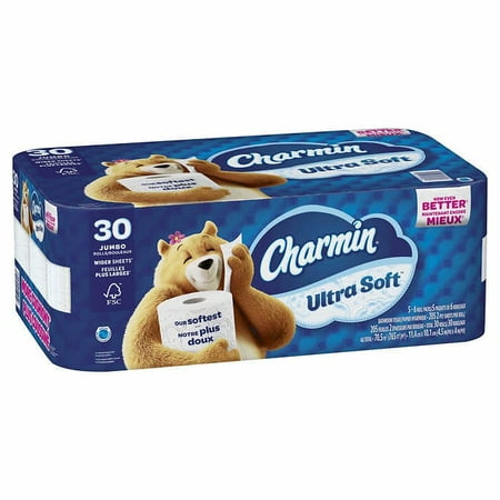 Charmin Ultra Soft Toilet Paper Jumbo Rolls, 30 x 205 Sheets | Walmart ...