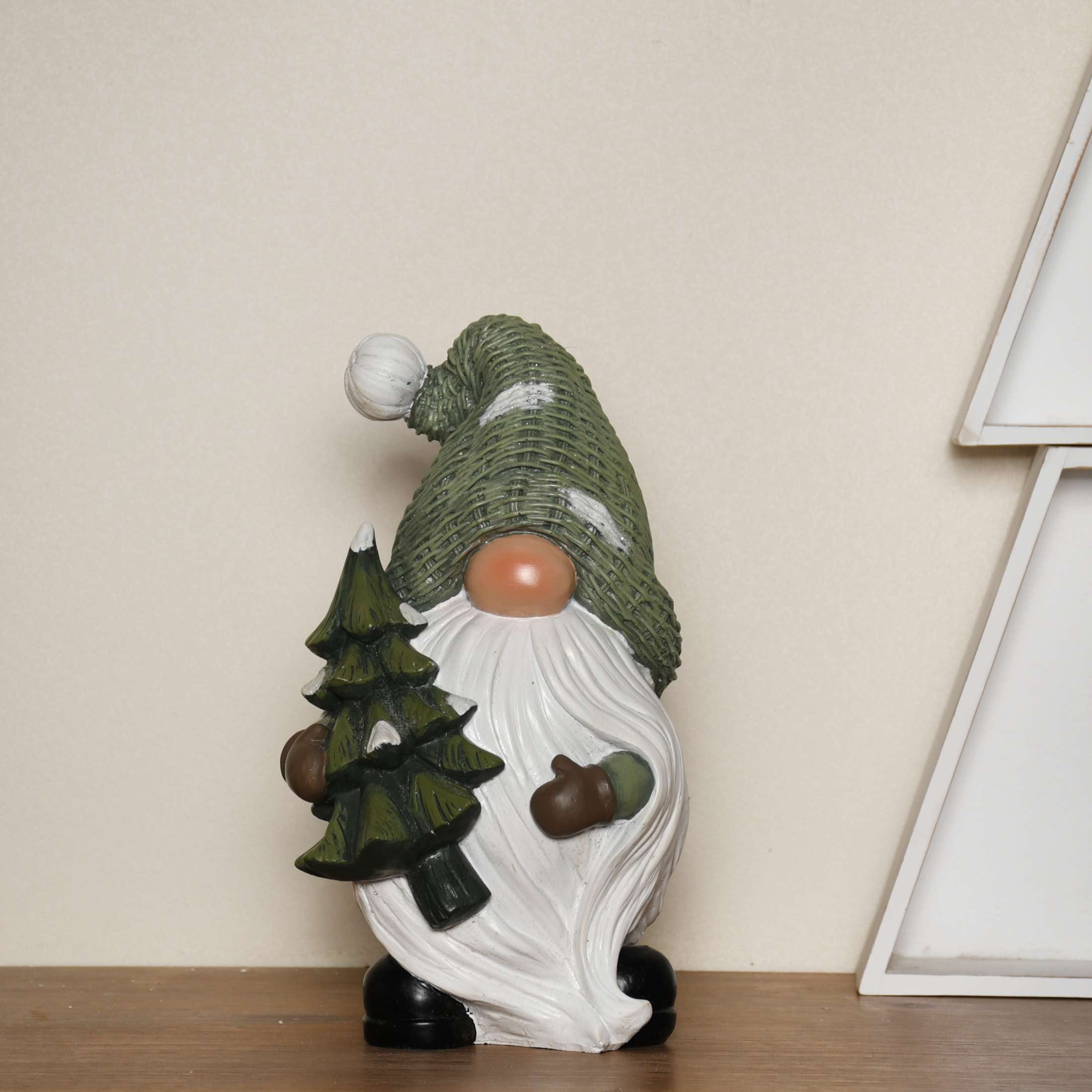Holiday Time 11" Christmas Resin Gnome Decoration, Green, 1 Count, Measures 11" in height