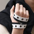 thumbnail image 6 of Gothic Zipper Wristband Wide Jewelry PU Leather Punk Bracelet for Women Men White, 6 of 7