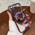 thumbnail image 6 of Compatible with iPhone 13 Pro Max Magnetic Clear Kickstand Case,Luxury Plating Transparent Bracket MagSafe Case with Full Camera Lens Protector for iPhone 13 Pro Max Women Girl Men-Purple, 6 of 9