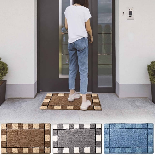 Alfombra de felpudo de puerta de entrada Microfibra antideslizante | Alfombra de área de terciopelo suave y grueso para estudio de cabecera de dormitorio de sala de estar | Fondo de TPR | Respetuoso