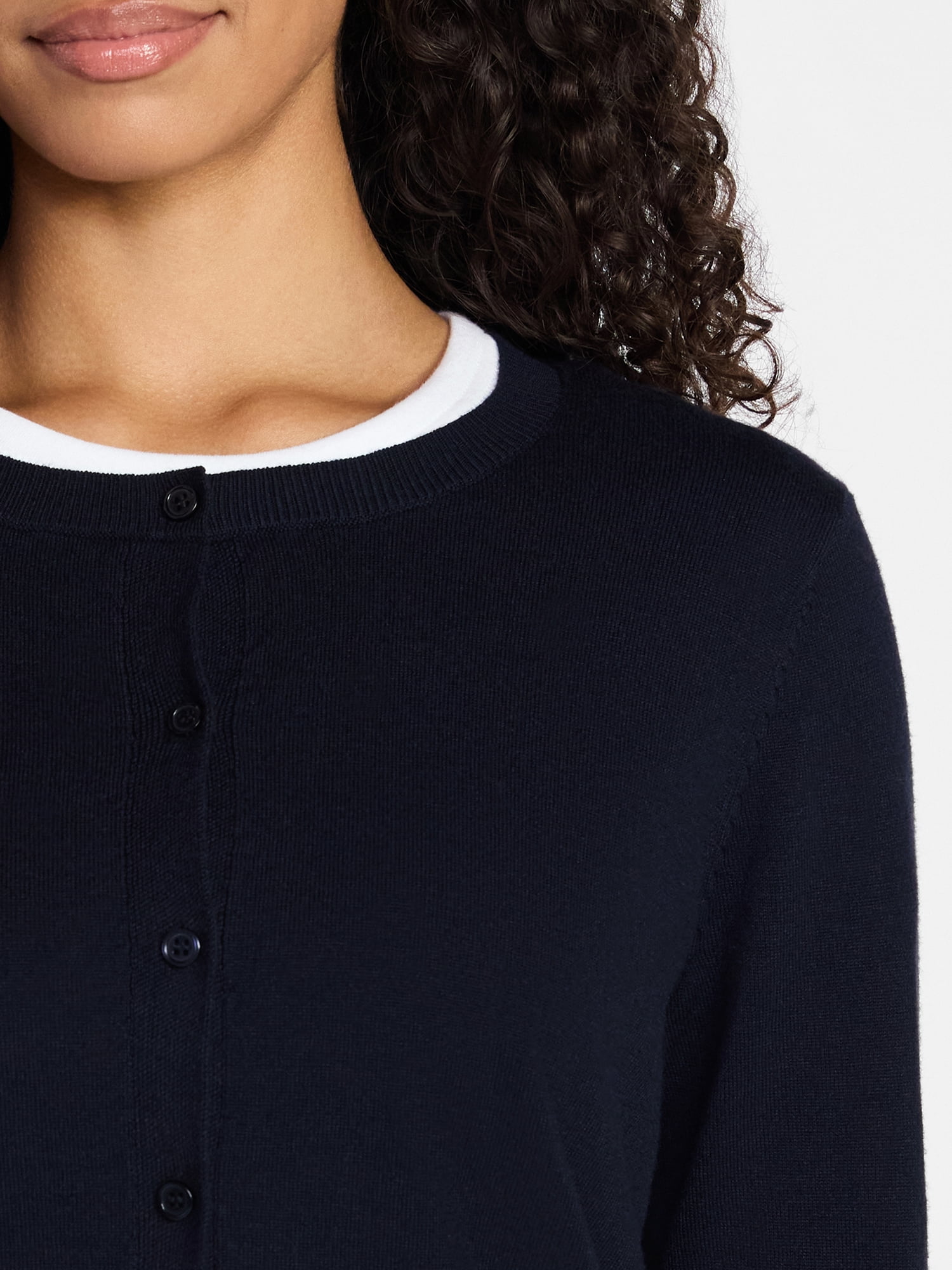 Time and Tru Women's Fine Gauge Cardigan Sweater with Long Sleeves, Lightweight, Sizes XS-XXXL
