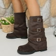 thumbnail image 3 of Aihuaihua Mid Calf Boots for Women Vintage Foldover Pirate Costume Boots Goth Buckle Strap Leather Boots Stylish Cosplay Shoes, 3 of 10