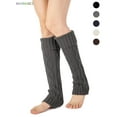 thumbnail image 2 of BadPiggies Women's Cable Knitted Crochet Leg Warmers Boot Socks Winter Warm High Stockings Long Socks Leggings (Gray), 2 of 6
