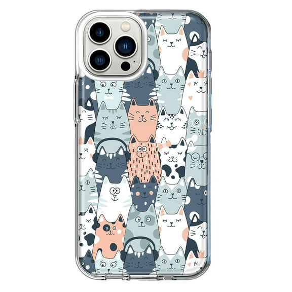 Mundaze - Case for Apple iPhone 15 Pro Slim Shockproof Hard Shell Soft TPU Heavy Duty Protective Phone Cover - Cute Cat Friends