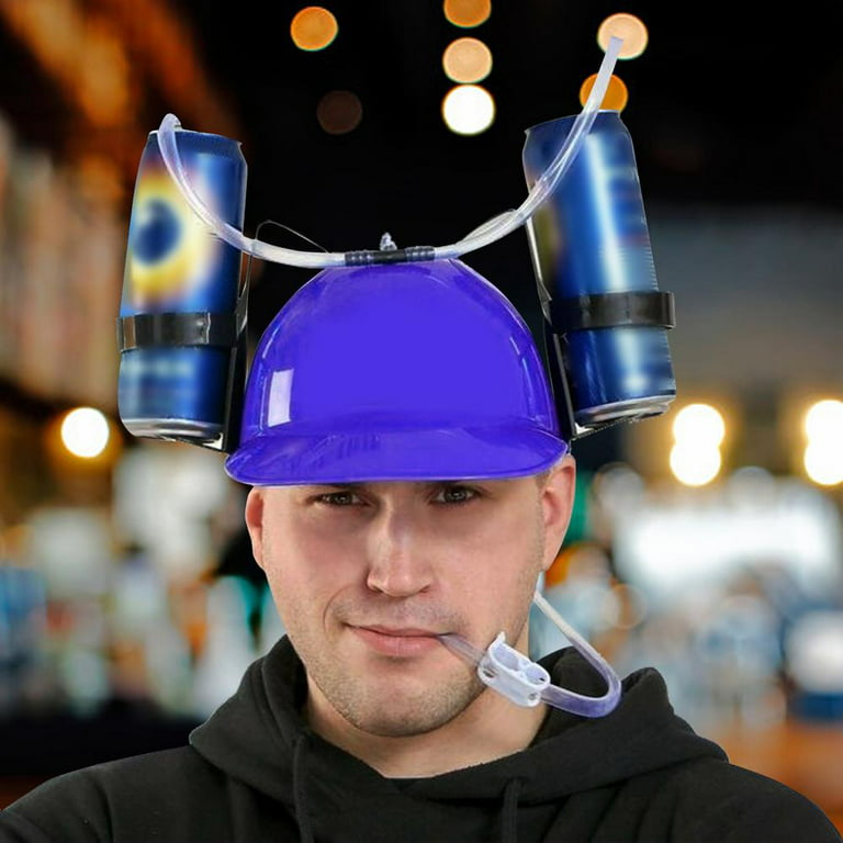 Drinking Helmet - Can Holder Drinker Hat With Straw For Beverage