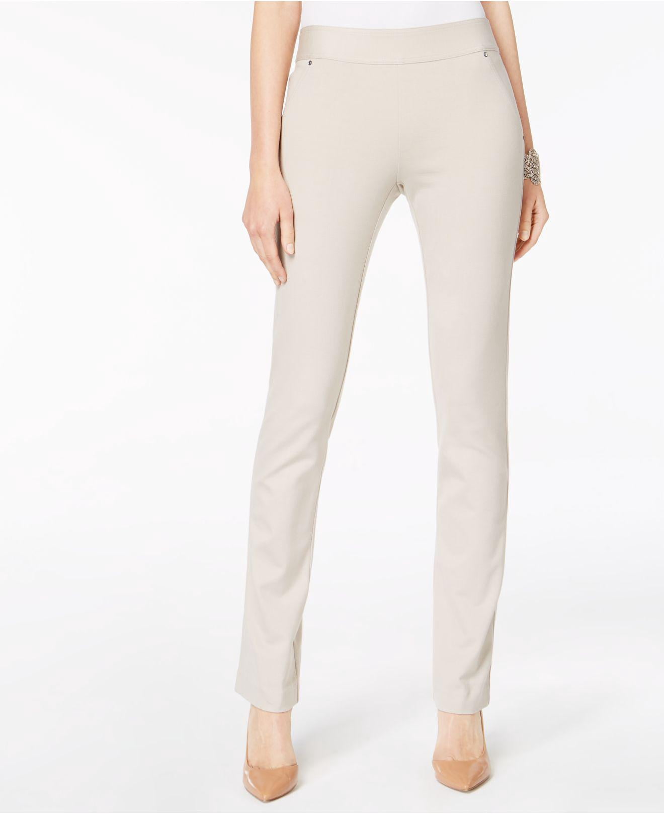 Curvy Pull-On Straight-Leg Pants 