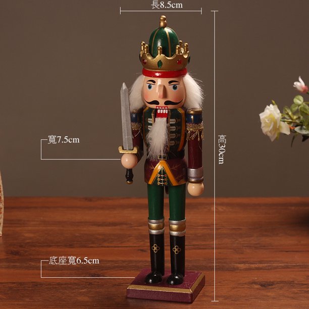 Juego de adornos de Cascanueces de Navidad de 30cm, decoraciones colgantes de Cascanueces de madera para figuras de árboles de Navidad, regalos de juguete de marionetas