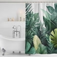 thumbnail image 2 of Shower Curtain Bathroom Set Watercolor Tropical Leaves Plant Waterproof Fabric Shower Curtains with Grommets&Hooks, Green Palm Leaf on White Privacy Bath Curtain for Bathtub 36x72in, 2 of 9