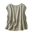 thumbnail image 3 of CKpwisy Solid Tiered Tank Tops for Women Casual Dressy Bawting Sleeveless Tops Soft Trendy Cotton Linen Tshirts Loose Swing Shirts Claerance, 3 of 4
