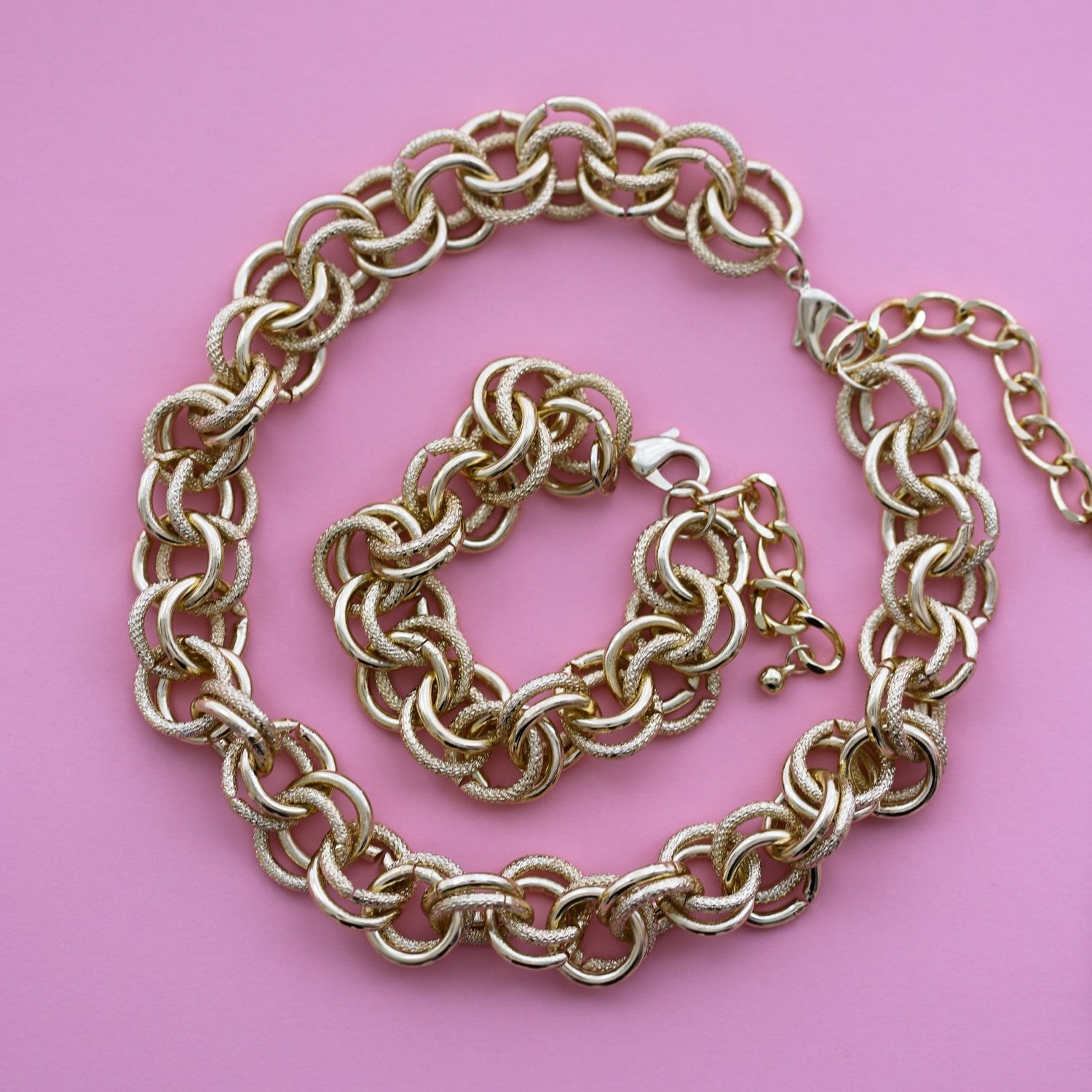 Cerem Duo Link Chain Choker Necklace - 14K Gold Plated Statement Necklace 15 in