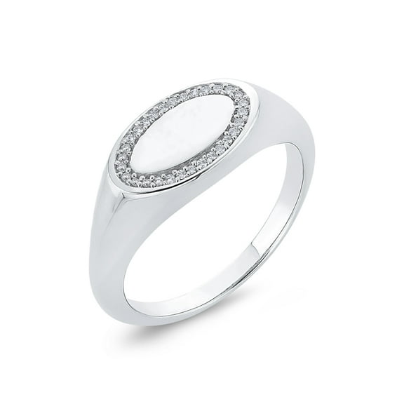 KATARINA Oval Shape Diamond Fashion Ring in Sterling Silver (1/20 cttw, G-H, I2-I3) (Size-5.25)